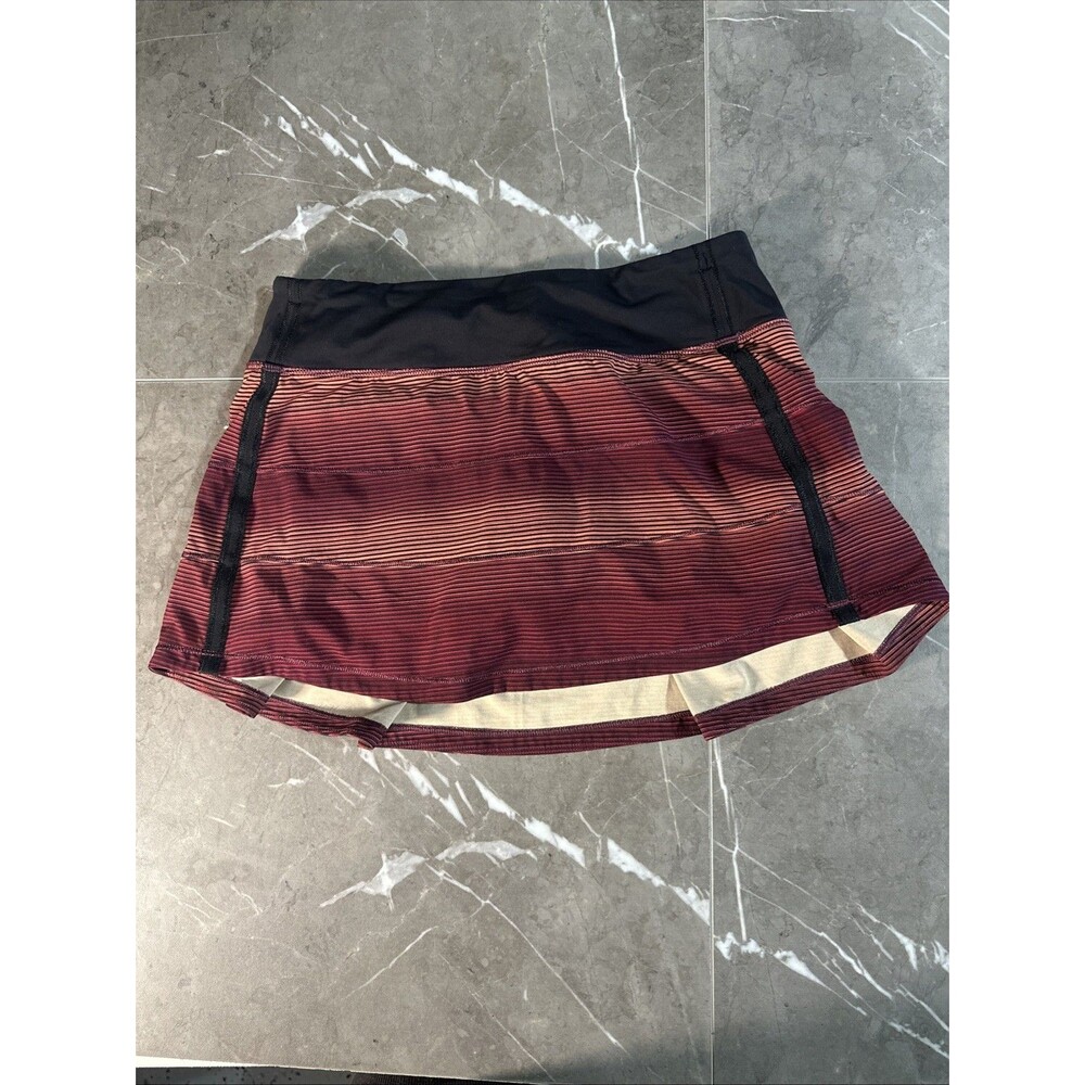 LULULEMON Pace Rival Skirt II Black Stripe Ombre Burgundy And Size Womens Size 4